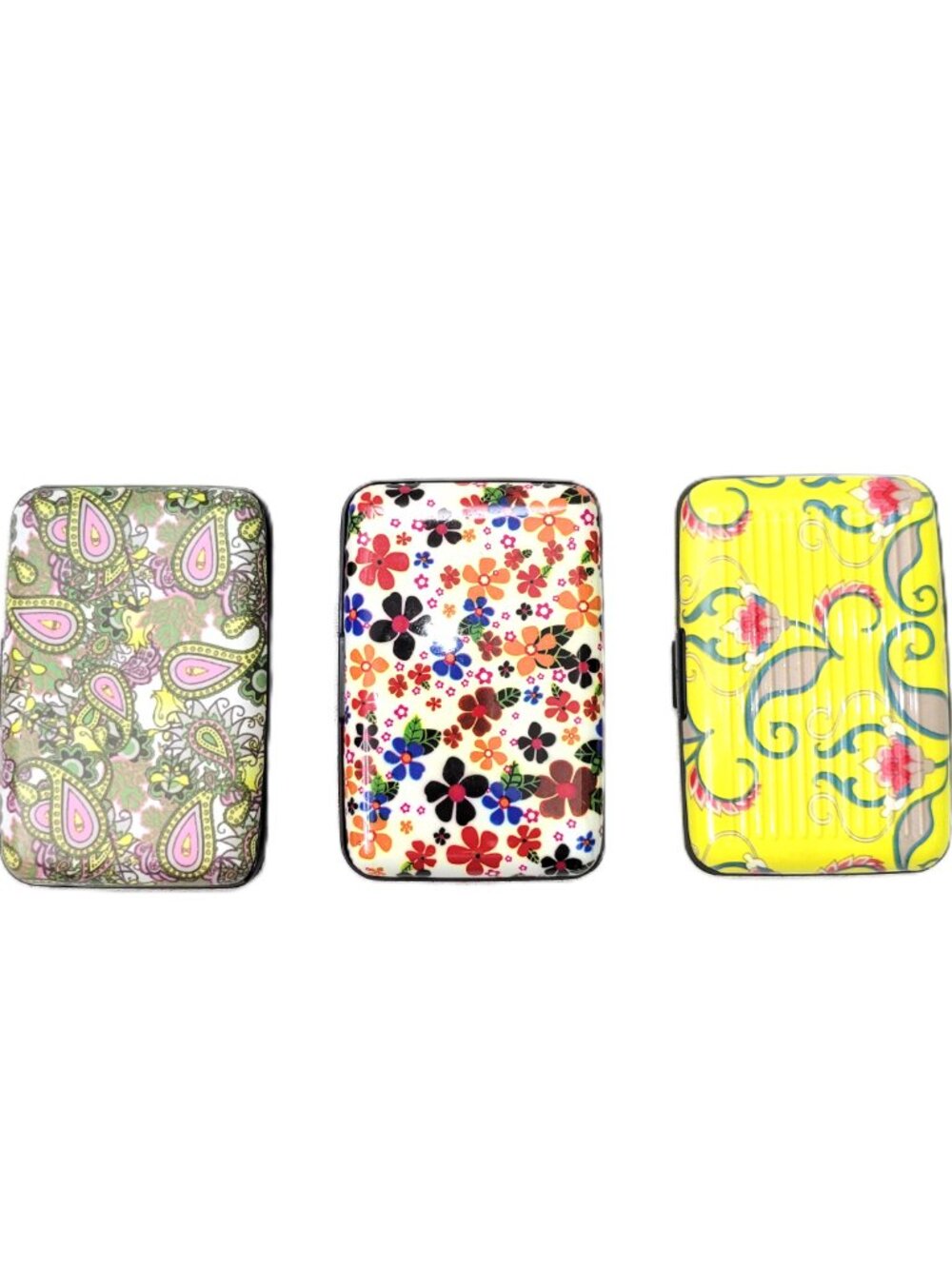Lot of 3 Hard Shell Wallet Floral Paisley